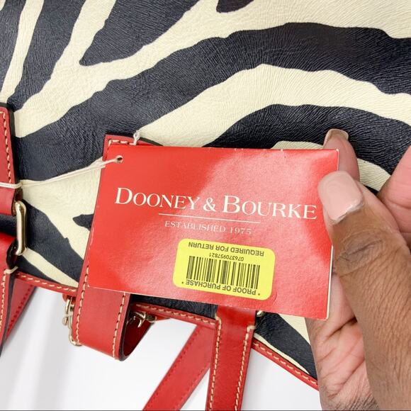 NWT Dooney & Bourke Logo Lock Zebra Print Shoulder Bucket Bag - Picture 15 of 15